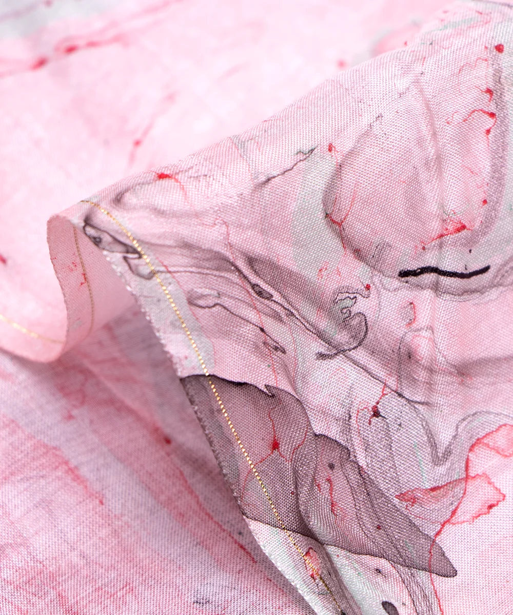 Pink Marble Printed Muslin Fabric