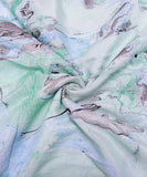 Ice Blue Marble Printed Muslin Fabric
