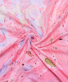 Peach Pink Marble Printed Muslin Fabric