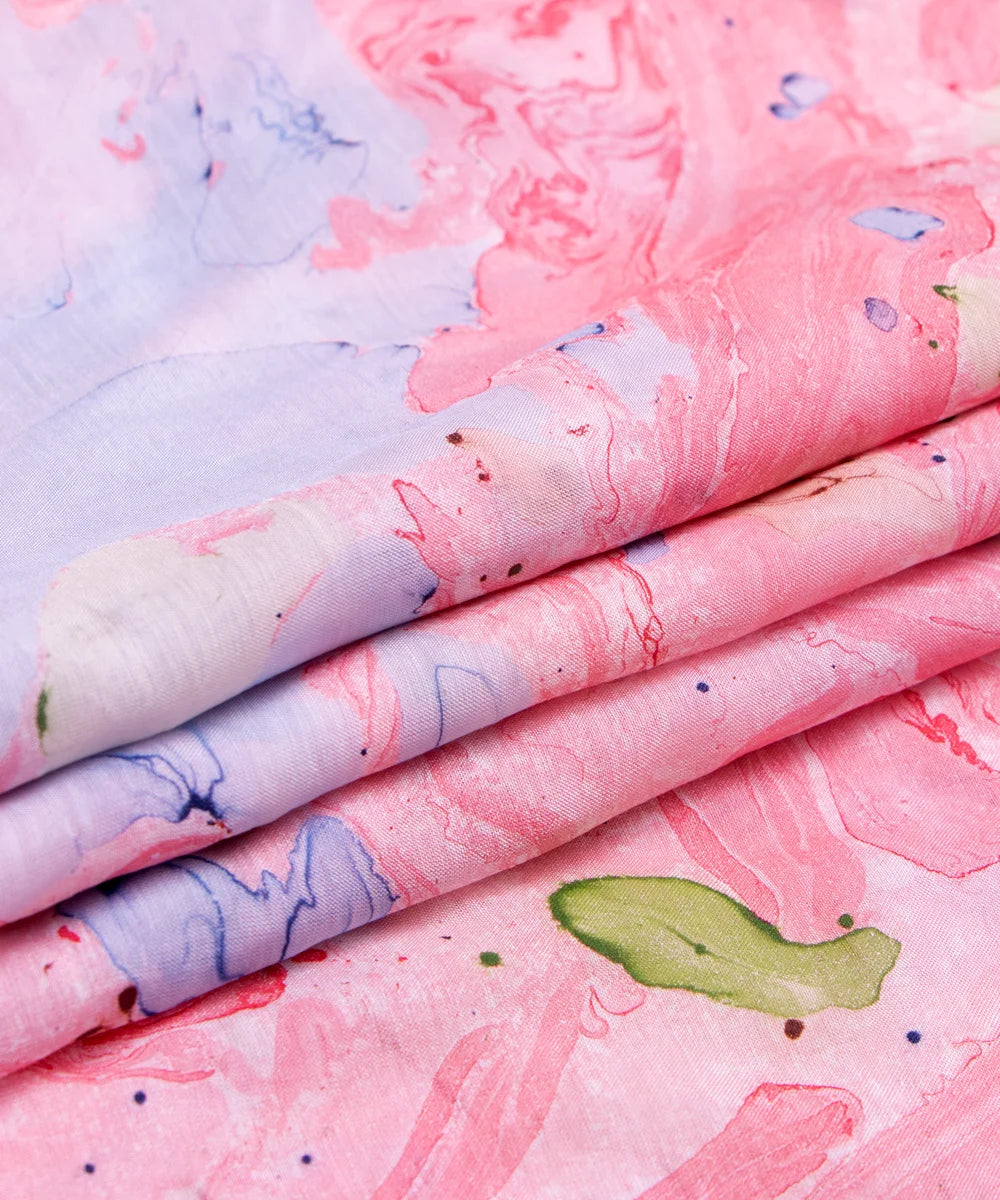 Peach Pink Marble Printed Muslin Fabric