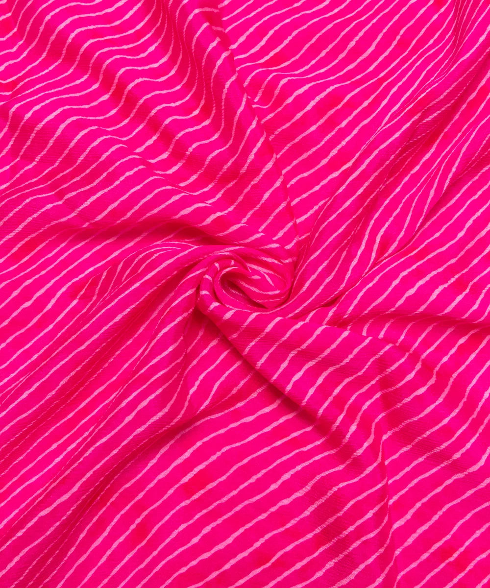 Magenta Lehariya Digital Printed Chinon Silk Fabric