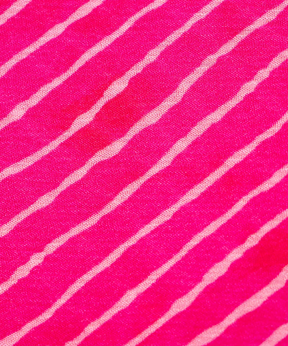 Magenta Lehariya Digital Printed Chinon Silk Fabric