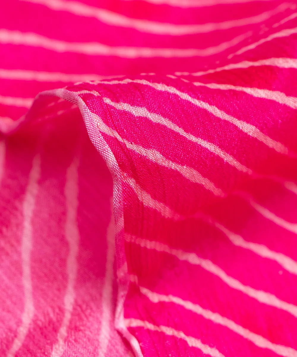 Magenta Lehariya Digital Printed Chinon Silk Fabric