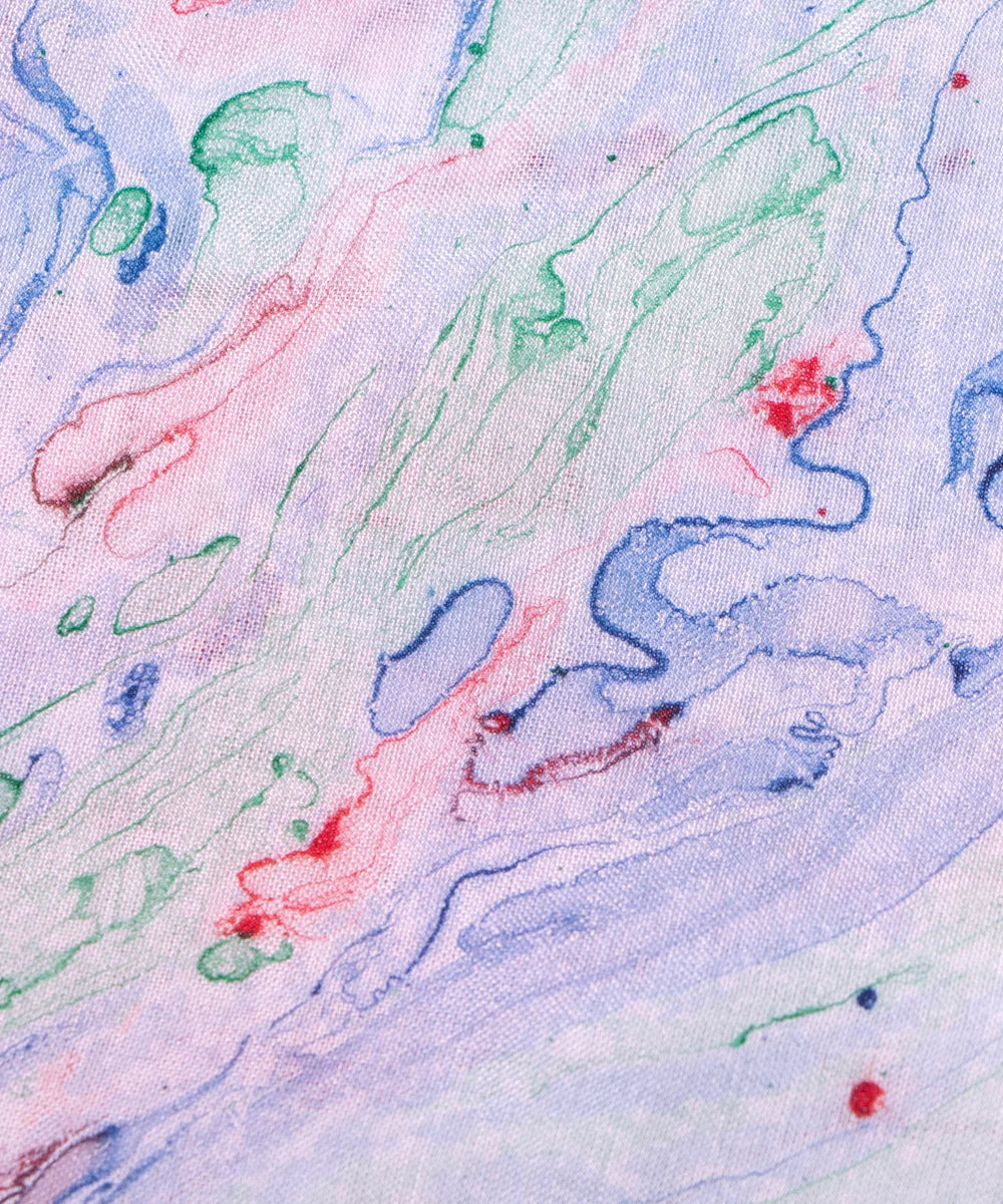 Light Blue Marble Printed Muslin Fabric