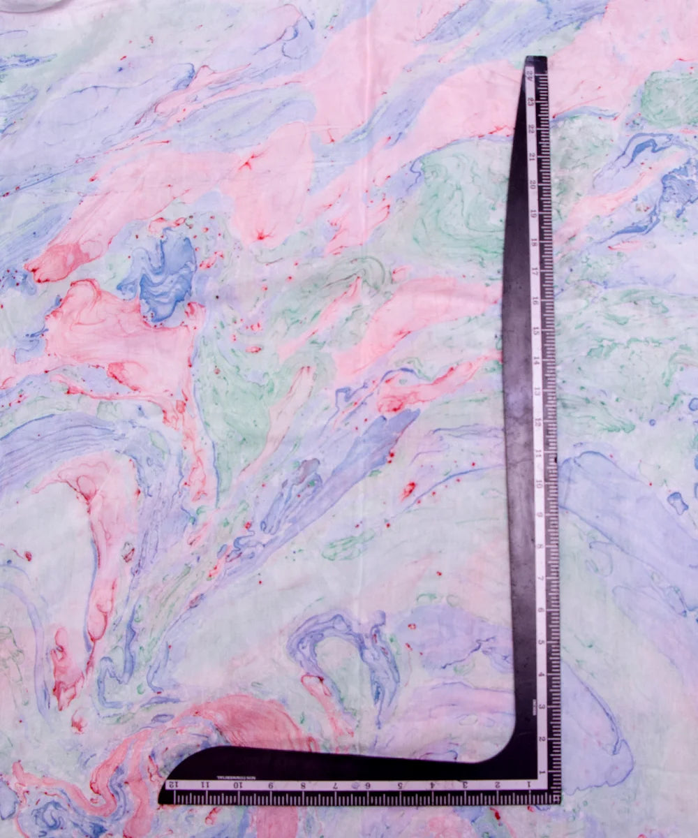 Light Blue Marble Printed Muslin Fabric