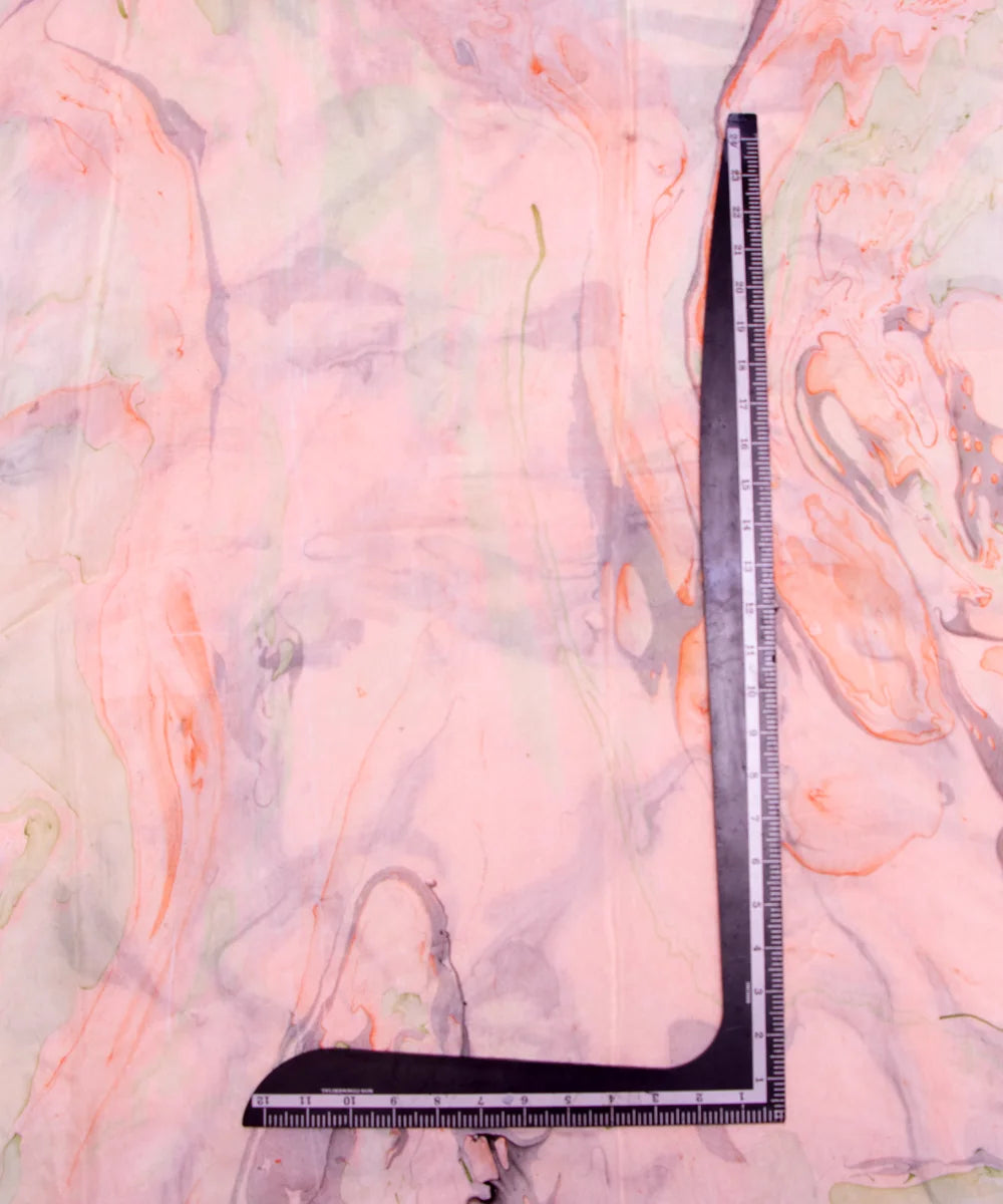 Light Peach Marble Printed Muslin Fabric