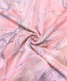 Light Peach Marble Printed Muslin Fabric