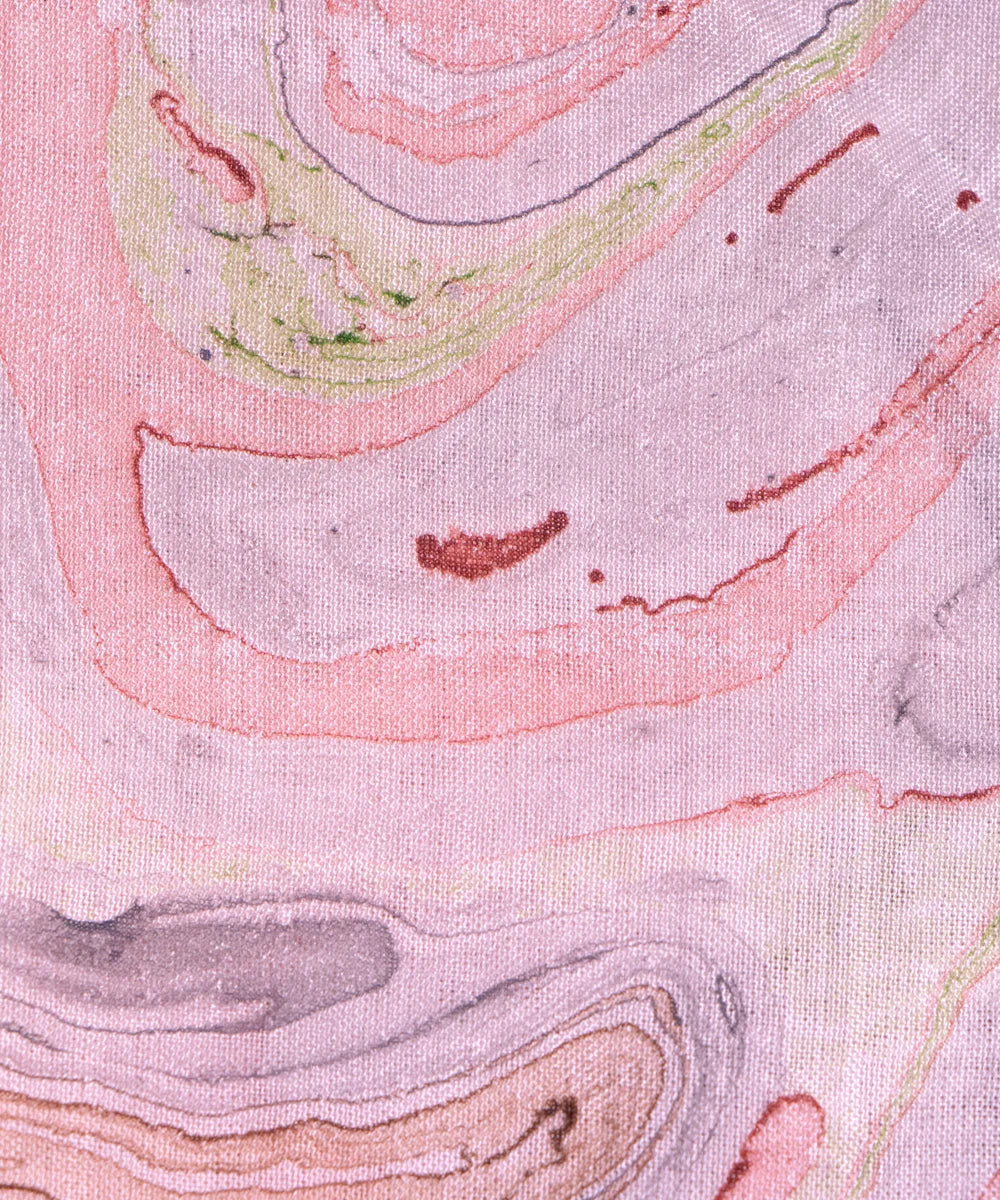 Light Peach Marble Printed Muslin Fabric