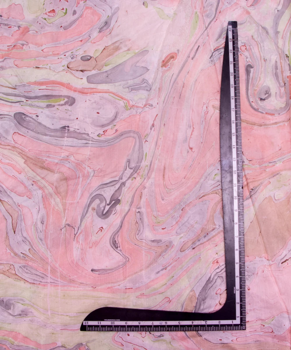 Light Peach Marble Printed Muslin Fabric