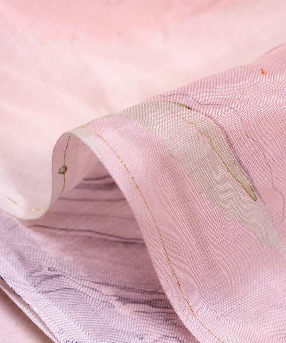 Light Peach Marble Printed Muslin Fabric