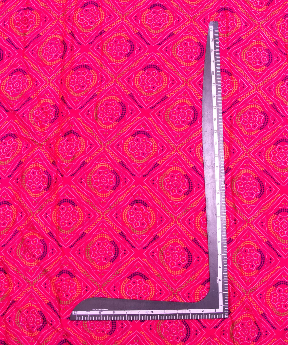 Magenta Bandhani Print Digital Printed Chinon Silk Fabric