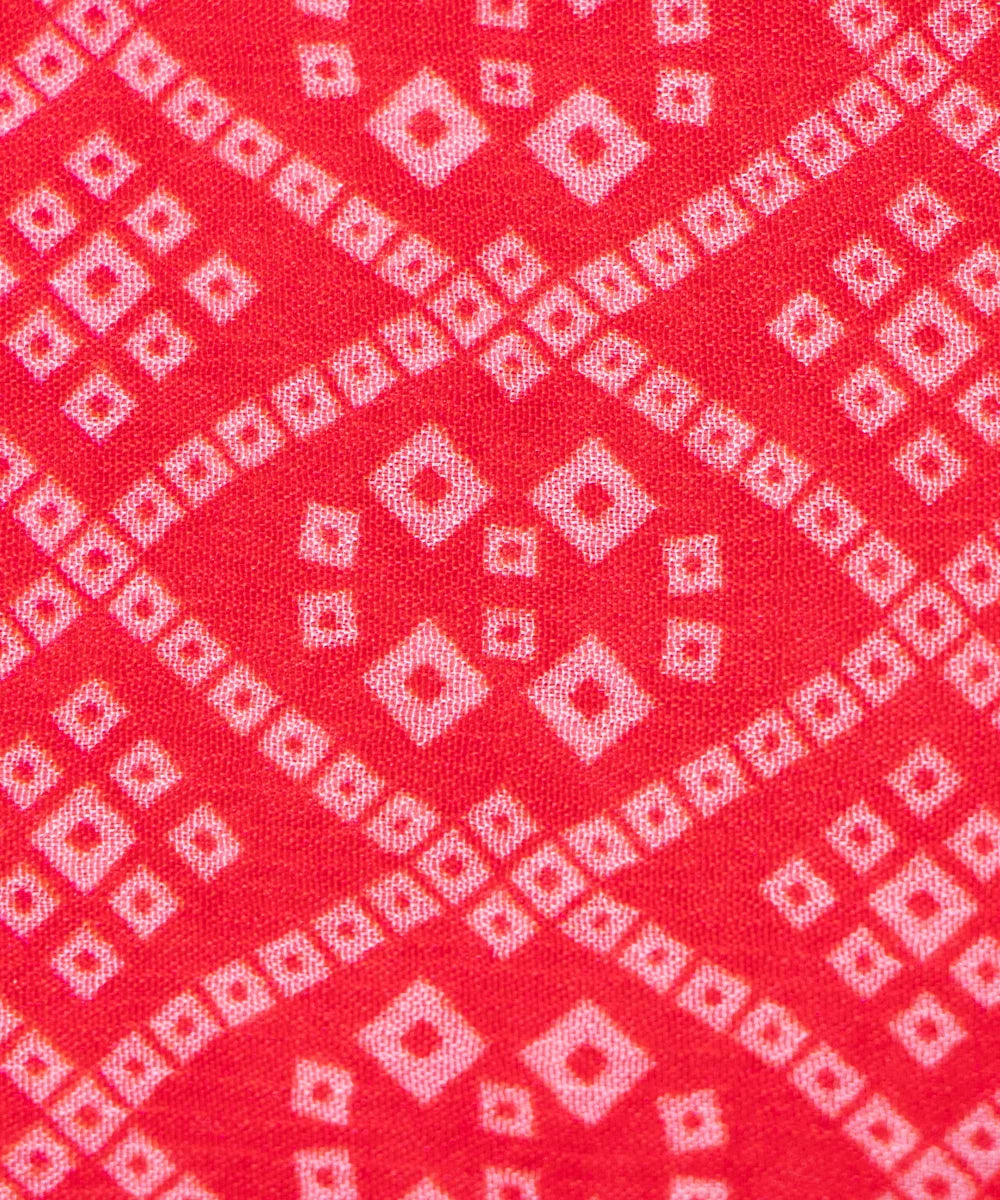 Red Bandhani Print Digital Printed Chinon Silk Fabric