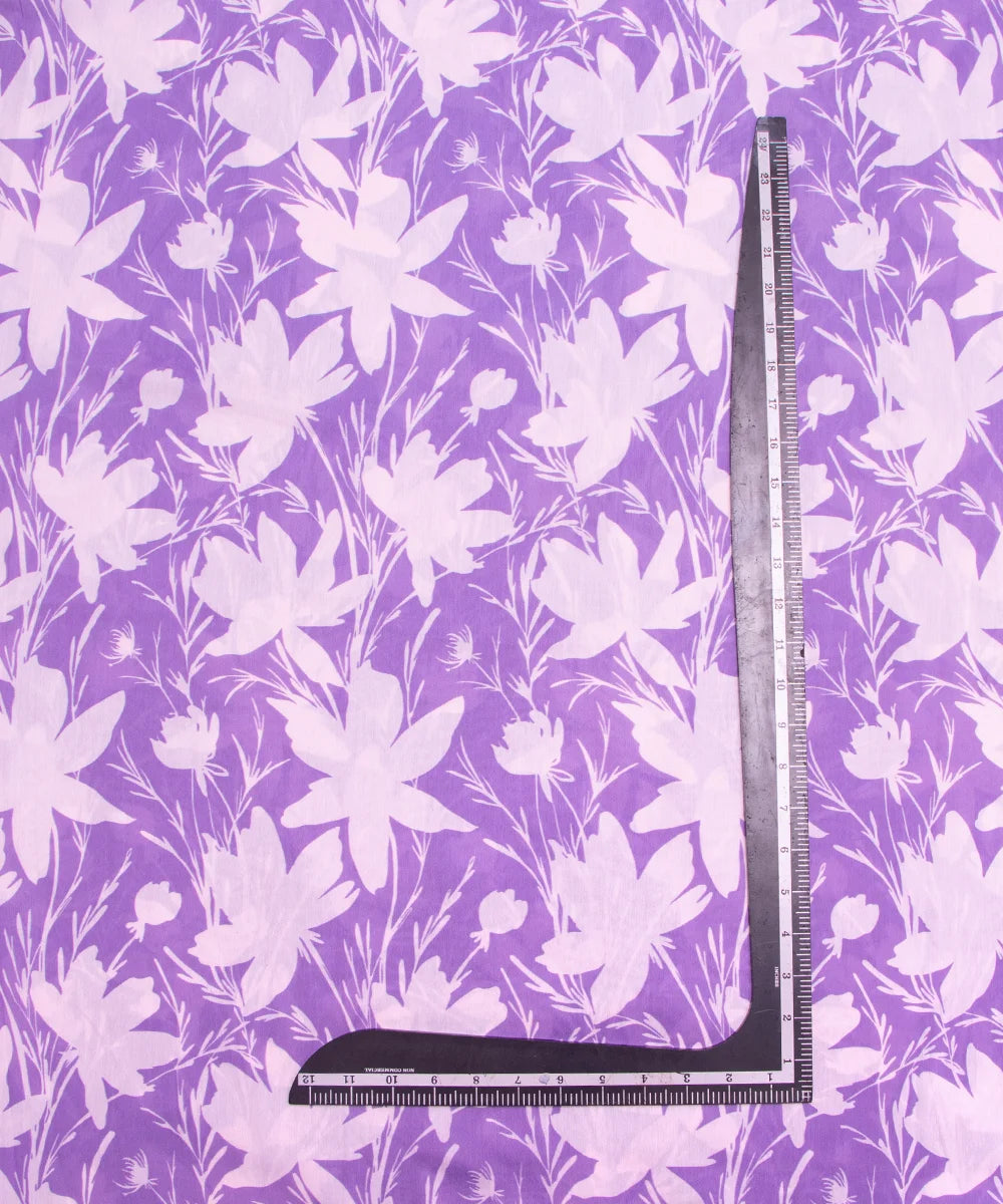 Lavender Floral Digital Print Muslin Fabric