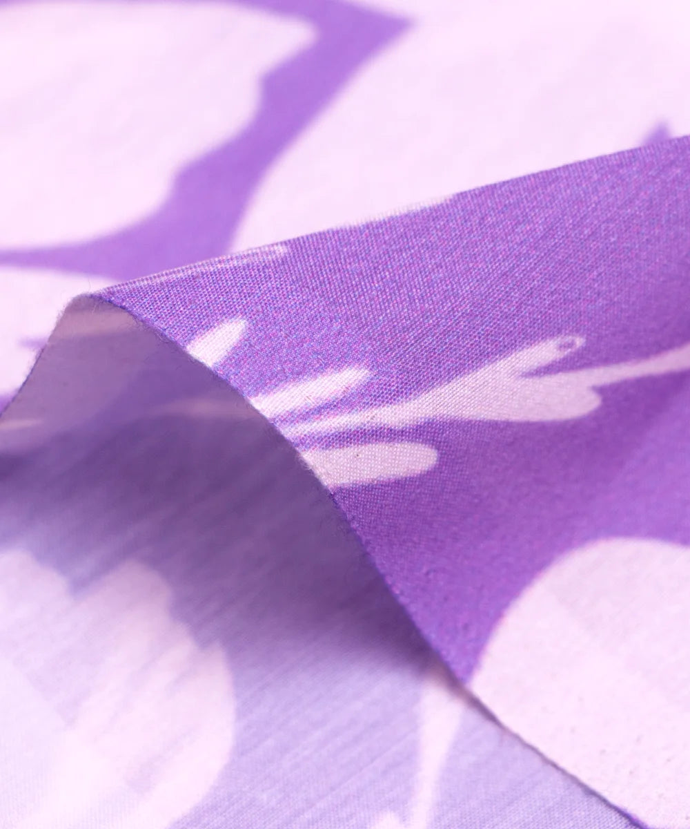 Lavender Floral Digital Print Muslin Fabric