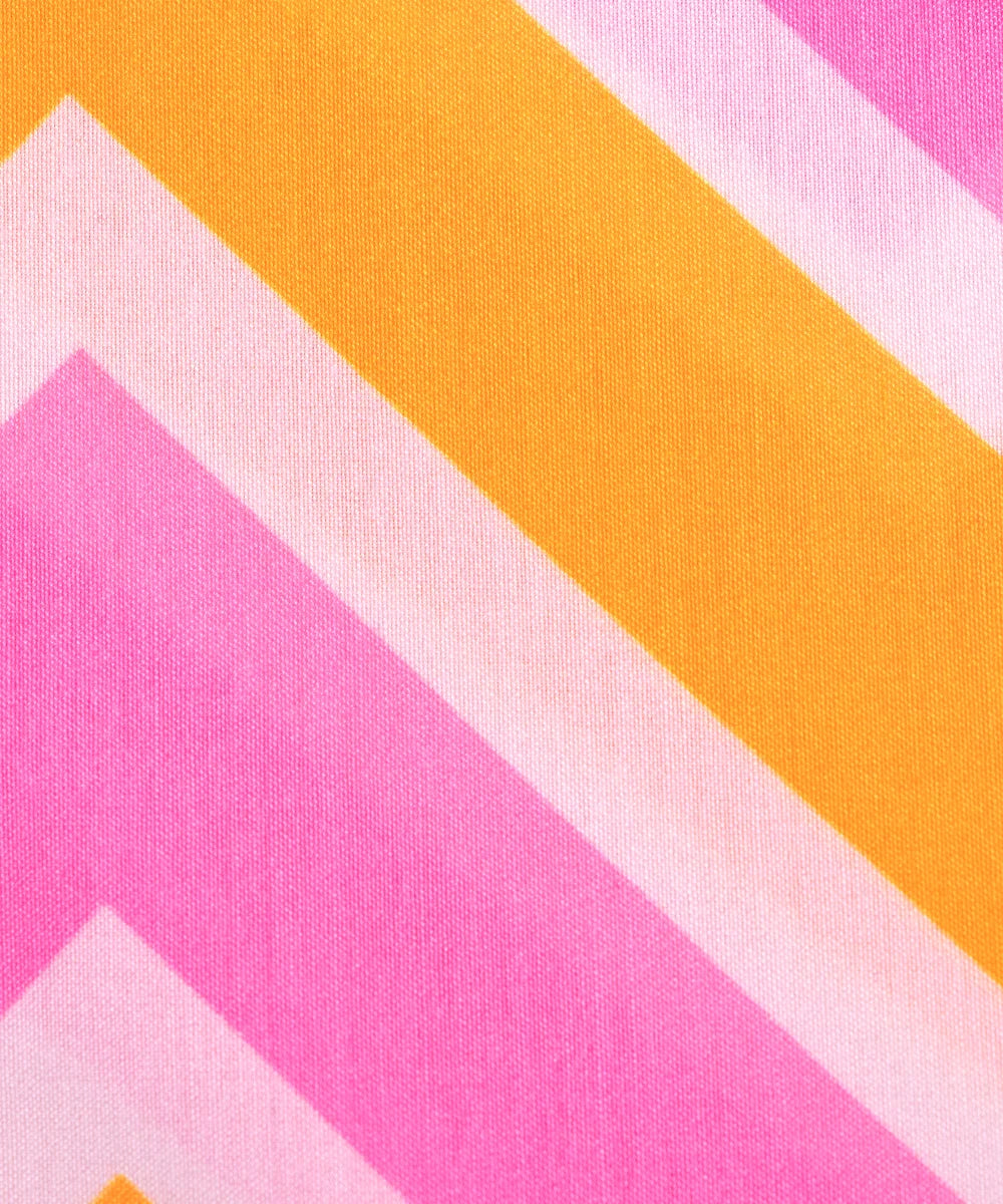 Multi Color Zig Zag Digital Print Muslin Fabric
