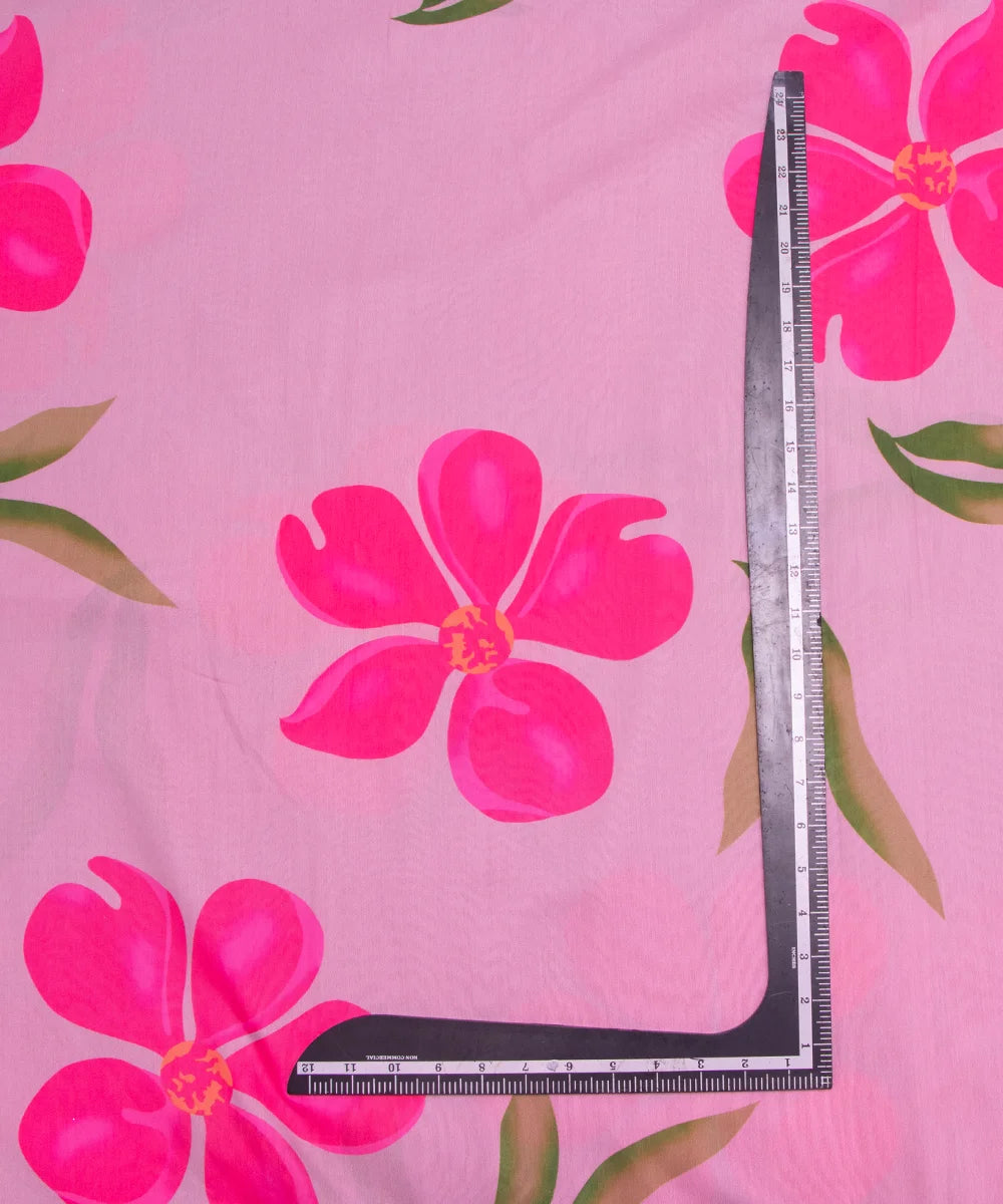 Nude Pink Floral Digital Print Muslin Fabric