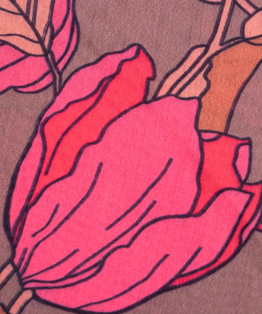 Earthy Brown Digital Print Muslin Fabric