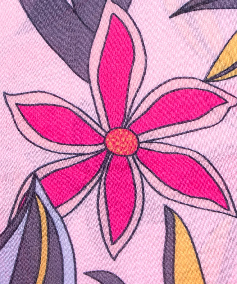 Light Pink Floral Digital Print Muslin Fabric