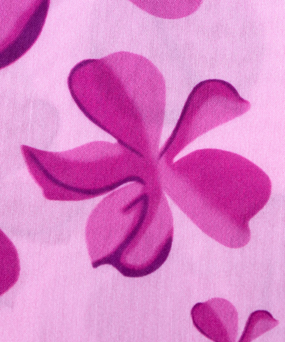 Purple Floral Digital Print Muslin Fabric