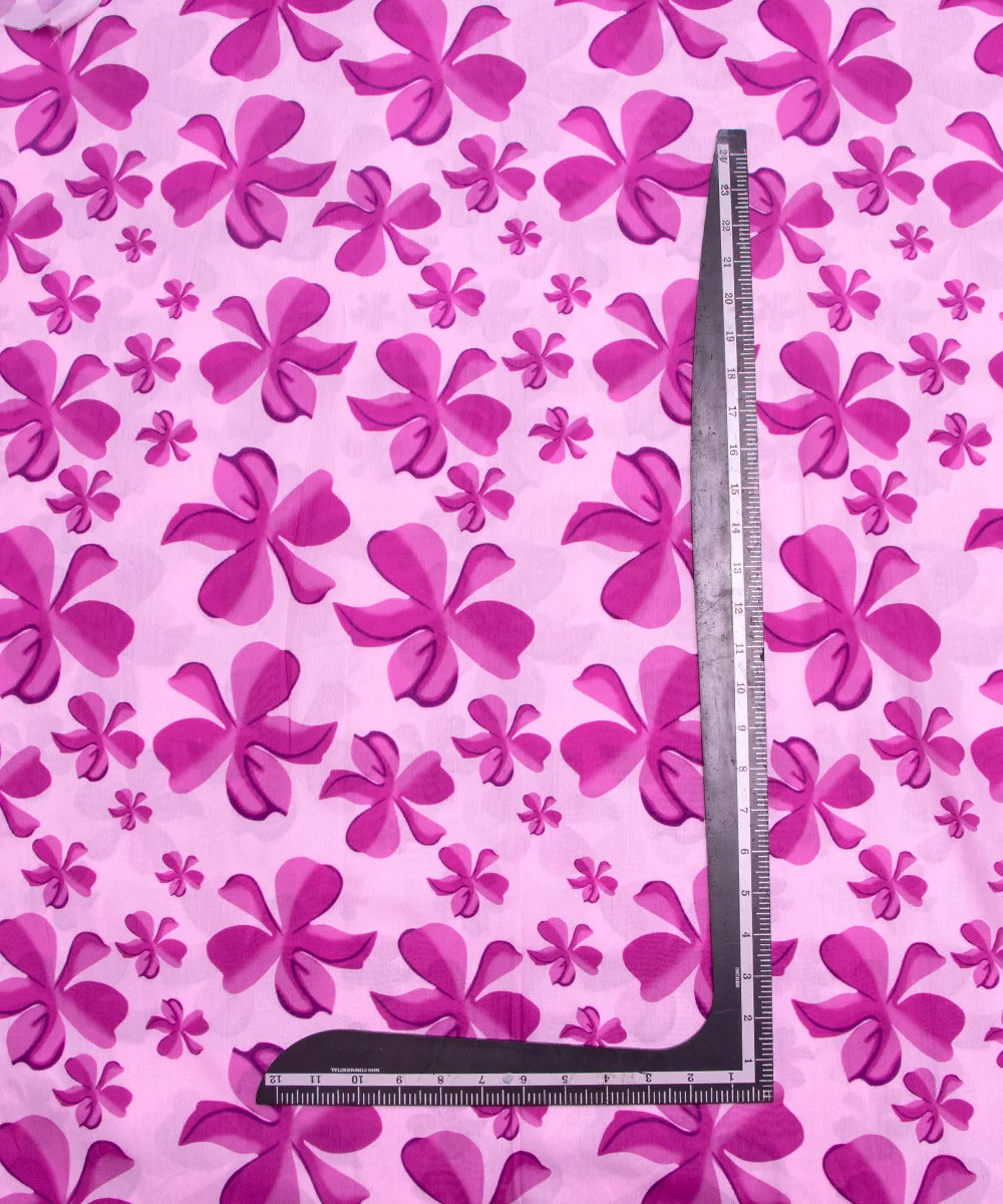 Purple Floral Digital Print Muslin Fabric