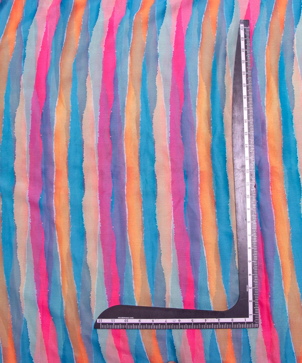 Multi Color Stripes Digital Printed Chiffon Fabric