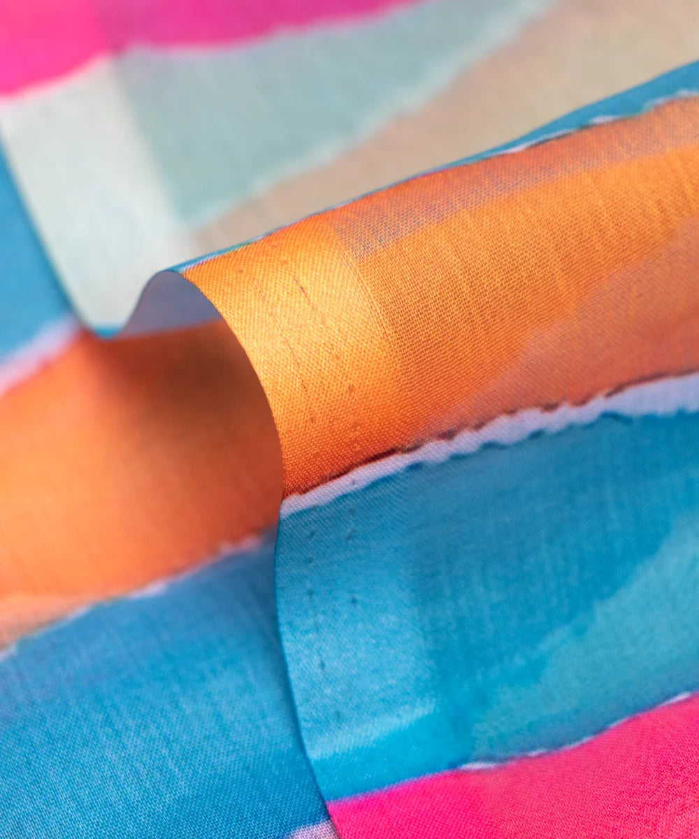 Multi Color Stripes Digital Printed Chiffon Fabric