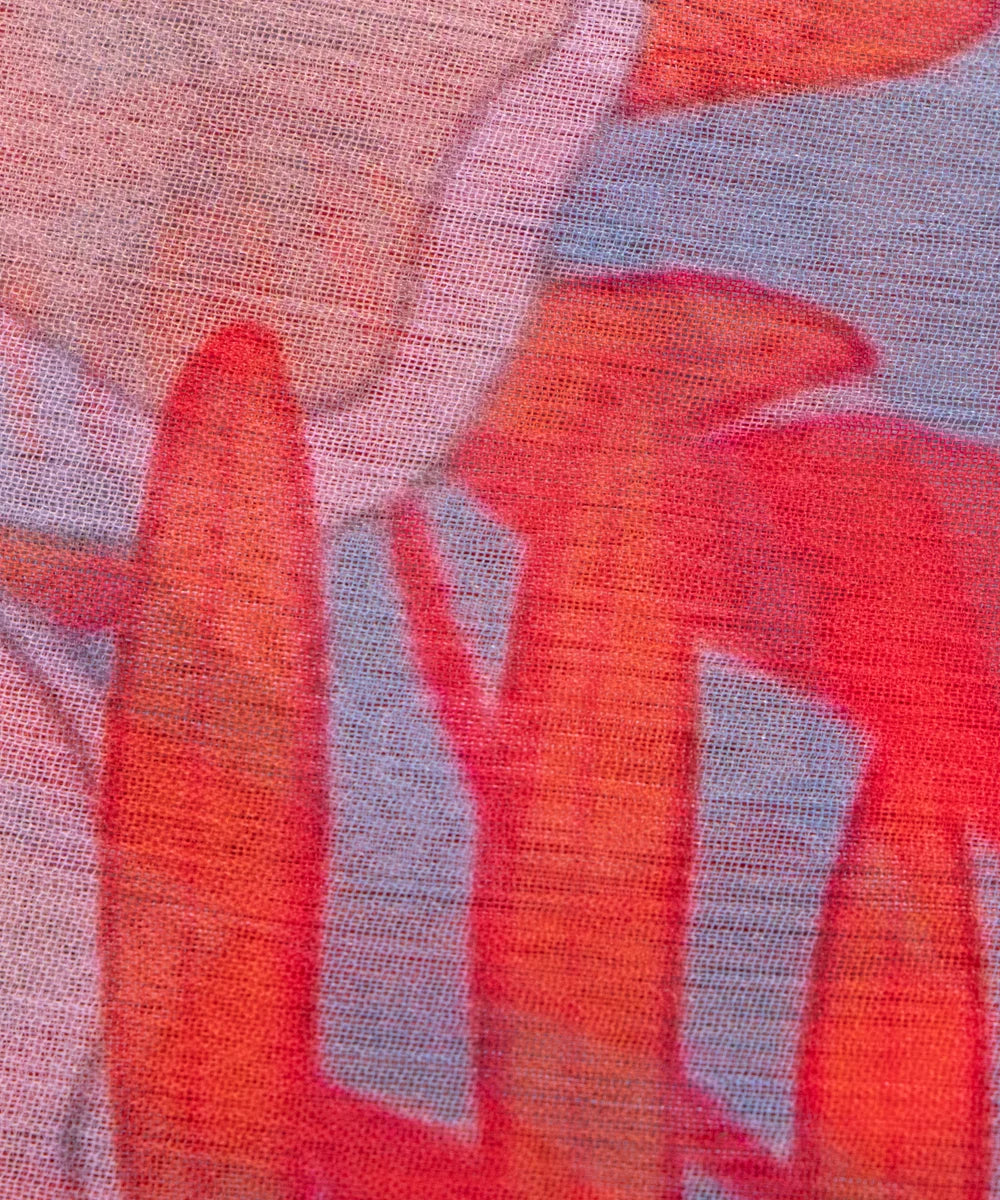 Coral Floral Digital Printed Chiffon Fabric