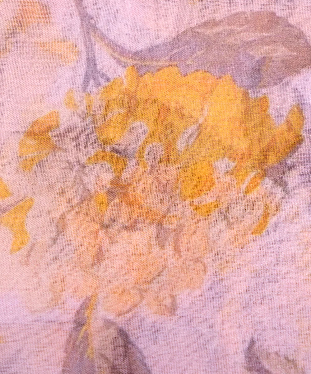 Off White Floral Digital Printed Chiffon Fabric