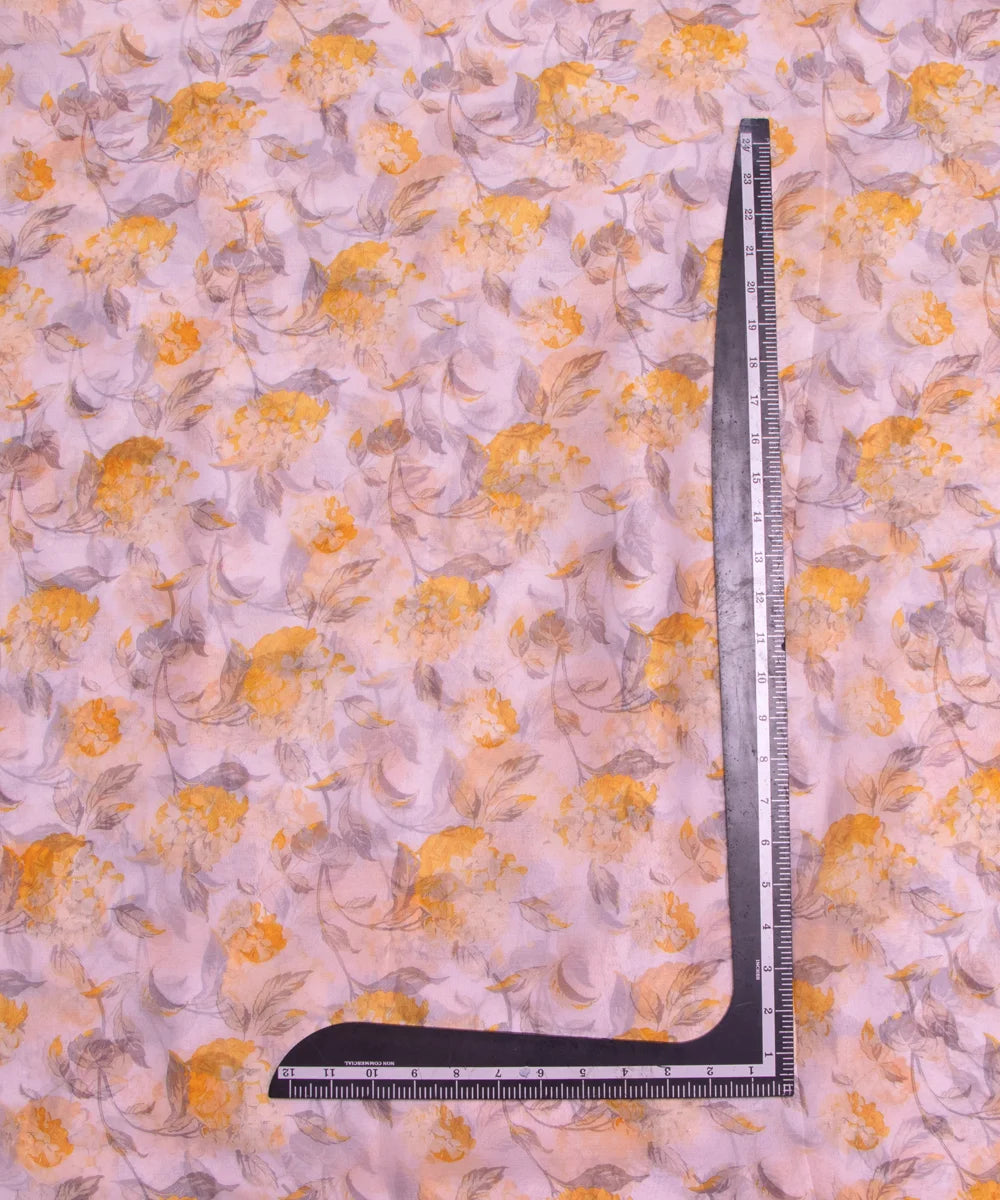 Off White Floral Digital Printed Chiffon Fabric
