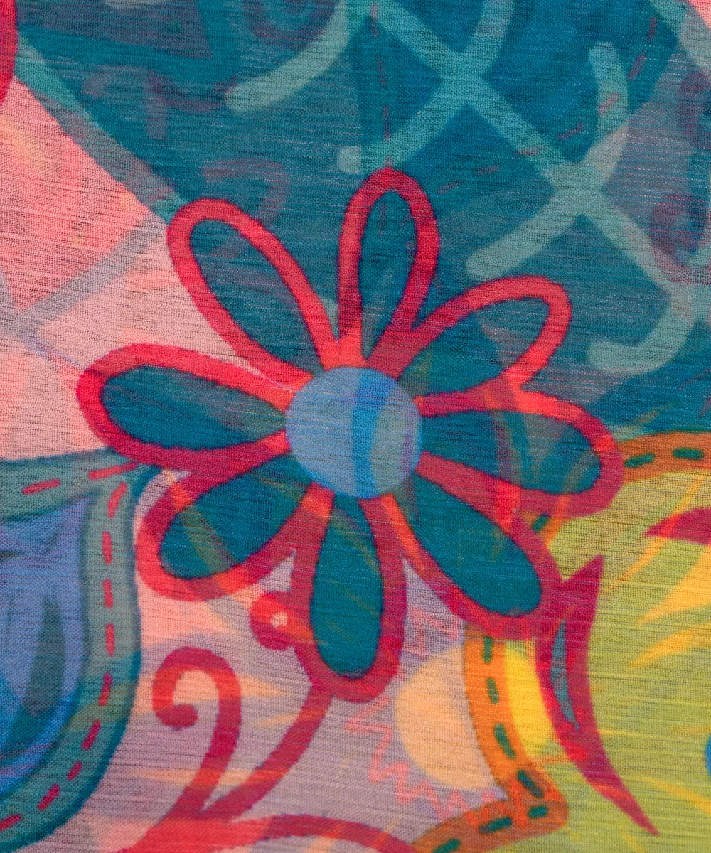 Multi Color Floral Digital Printed Chiffon Fabric