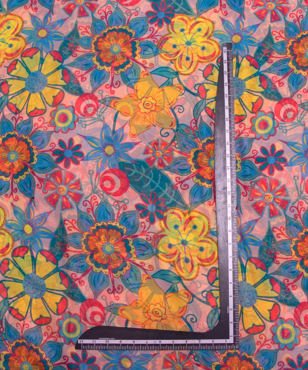 Multi Color Floral Digital Printed Chiffon Fabric