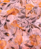 Off White Floral Printed Organza Fabric