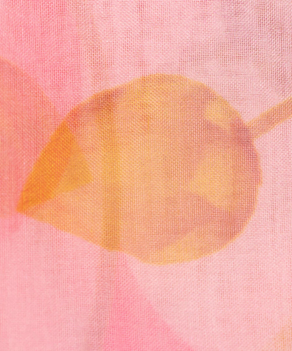 Light Pink Floral Printed Organza Fabric