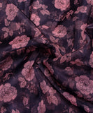 Black Floral Printed Organza Fabric