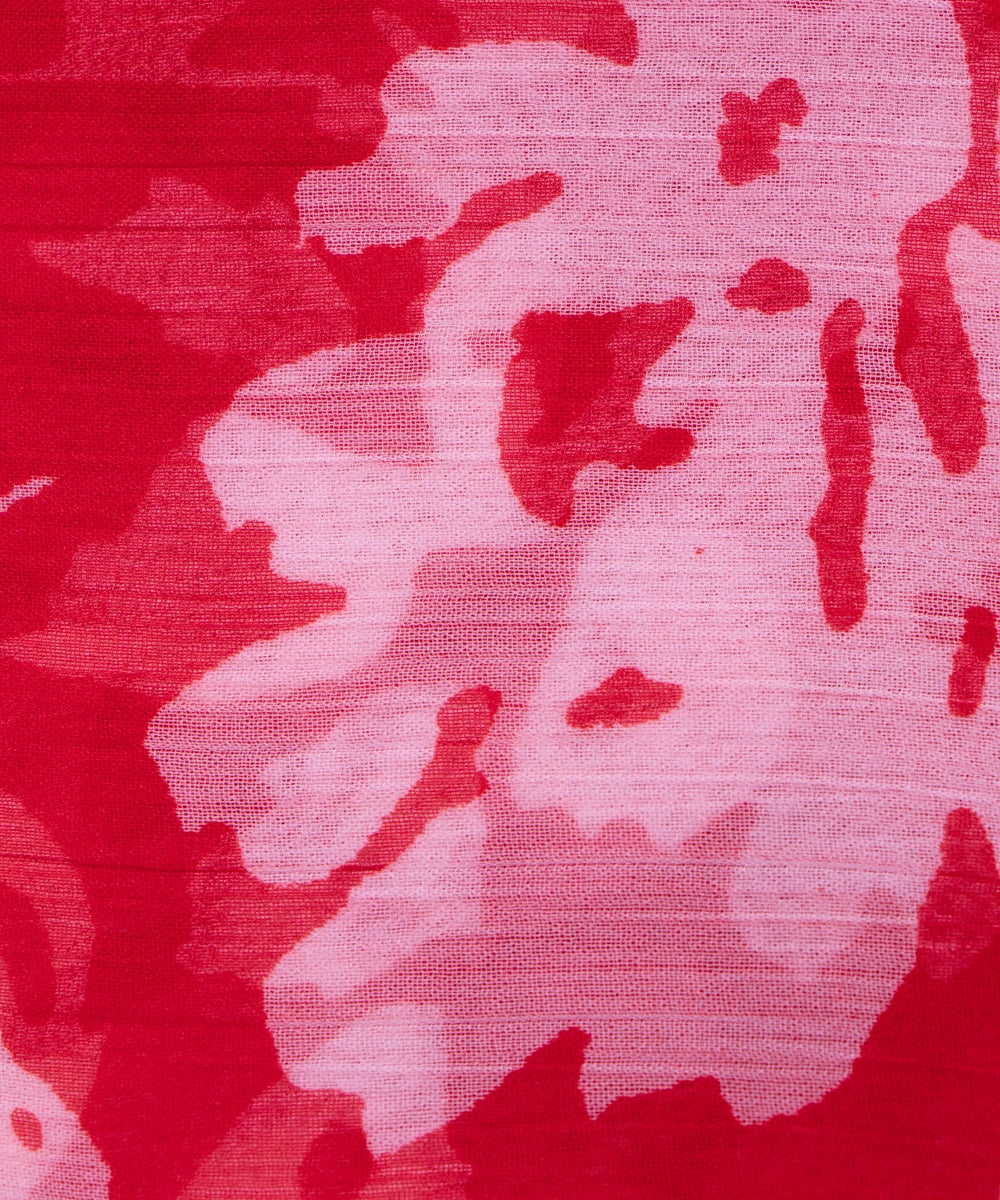 Red Floral Printed Chiffon Fabric
