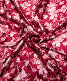 Maroon Floral Digital Printed Satin Fabric