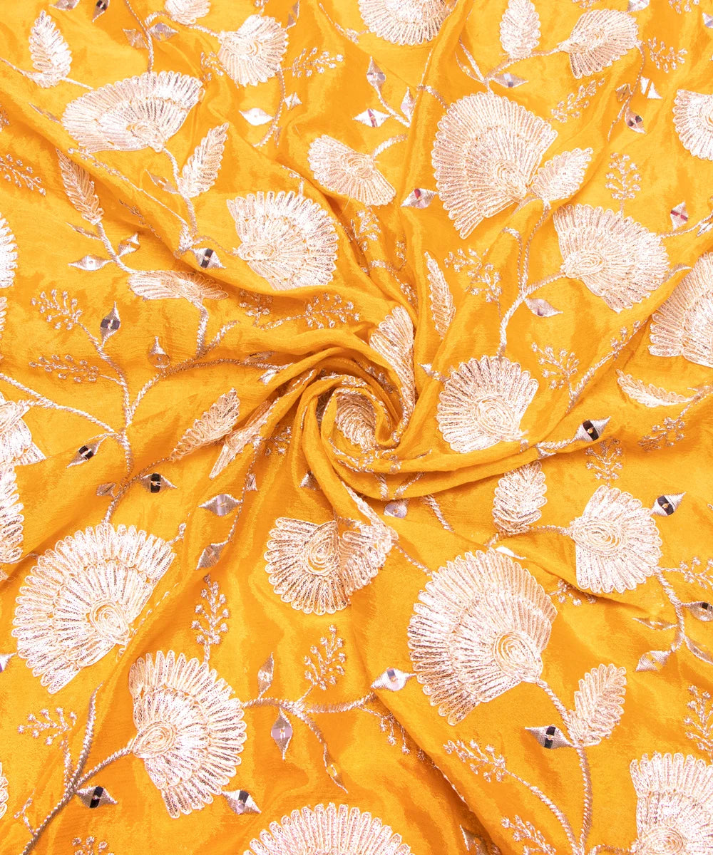 Buy Embroidery Chinon Silk Fabric