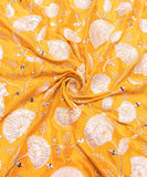 Mustard Yellow Embroidery Pure Viscose Chinon Silk fabric