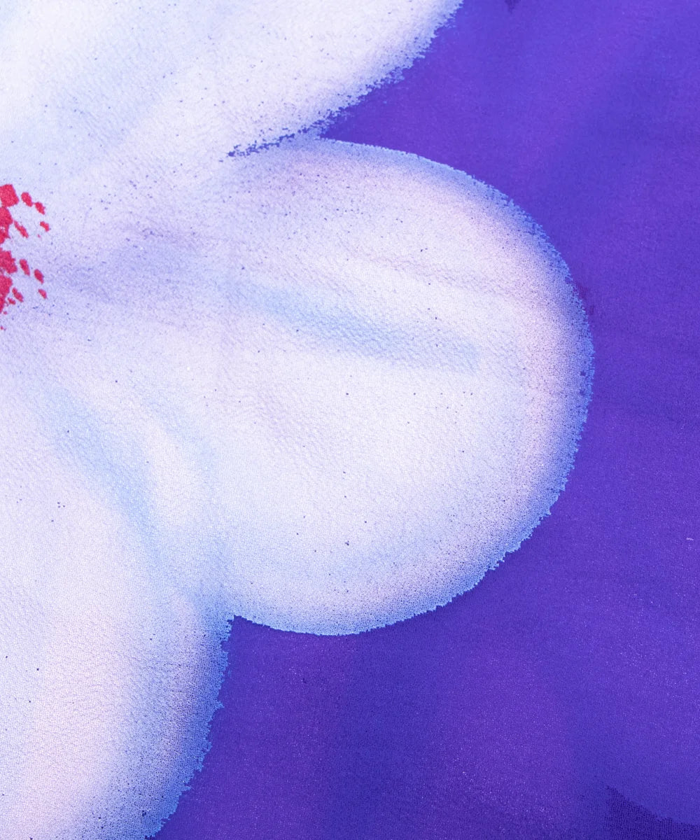 Royal Blue Floral Hand Paint Georgette Fabric