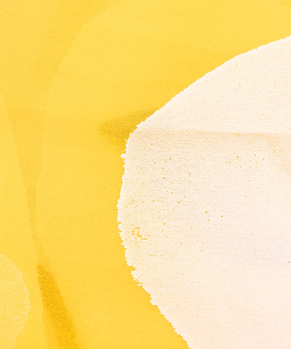 Bright Yellow Floral Hand Paint Georgette Fabric