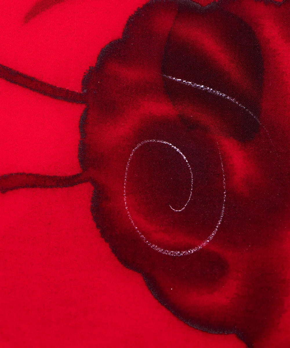 Red Floral Hand Paint Georgette Fabric