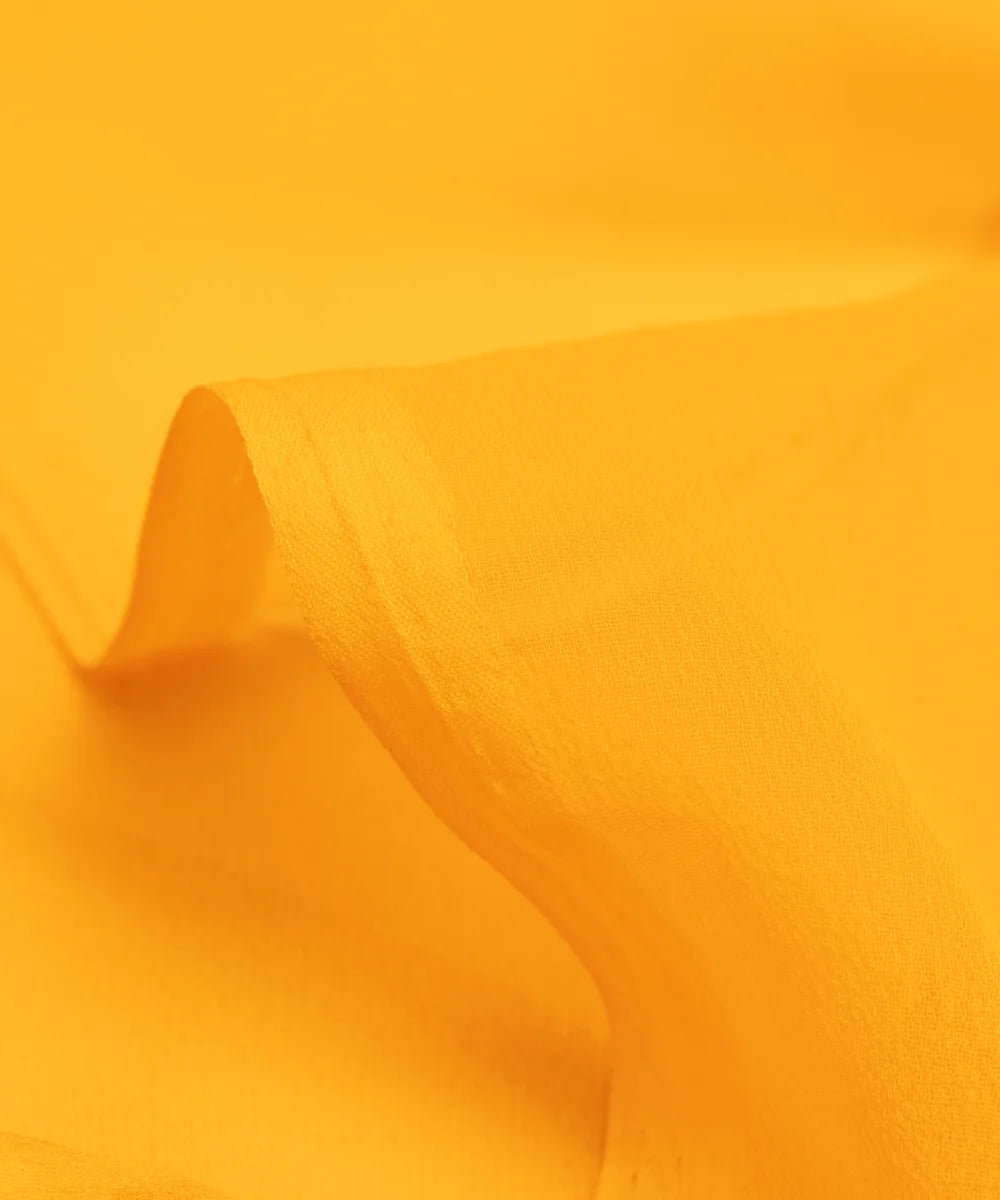 Yellow Floral Hand Paint Georgette Fabric