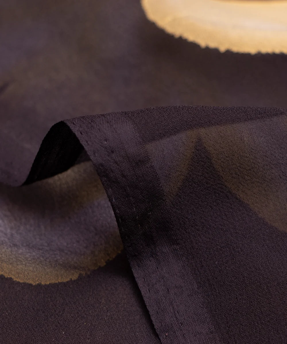 Black Floral Hand Paint Georgette Fabric