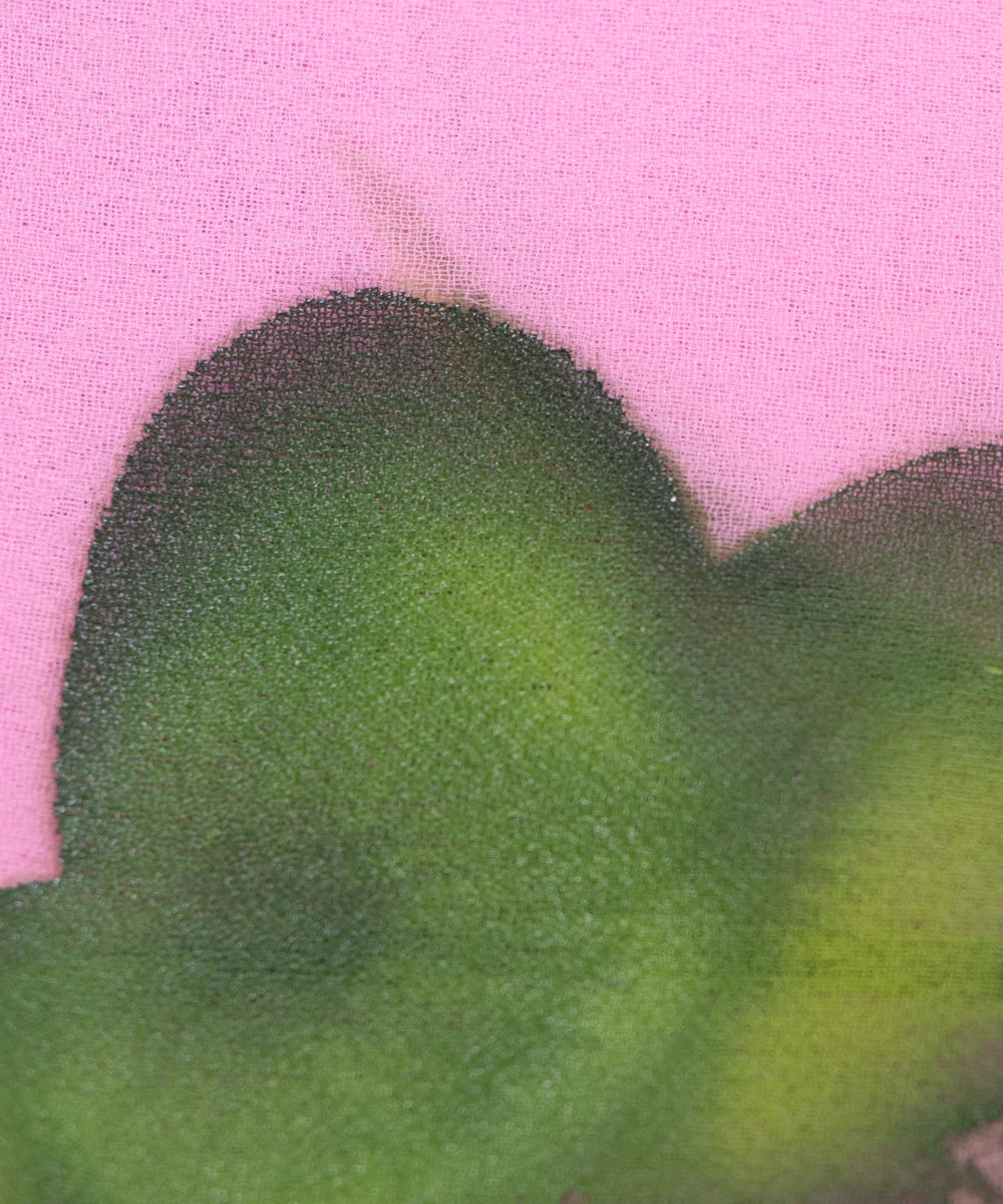 Pink Floral Hand Paint Georgette Fabric