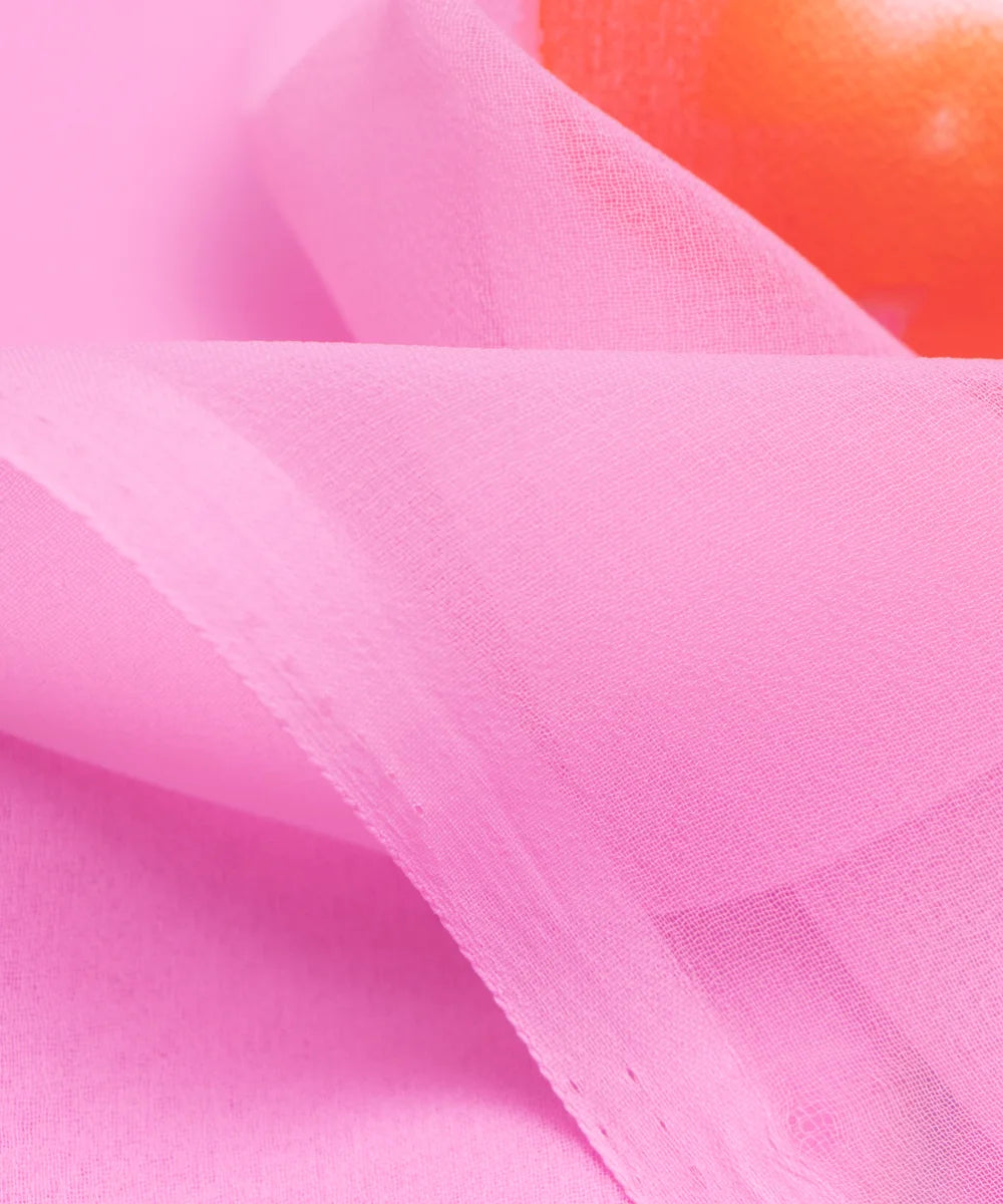 Pink Floral Hand Paint Georgette Fabric