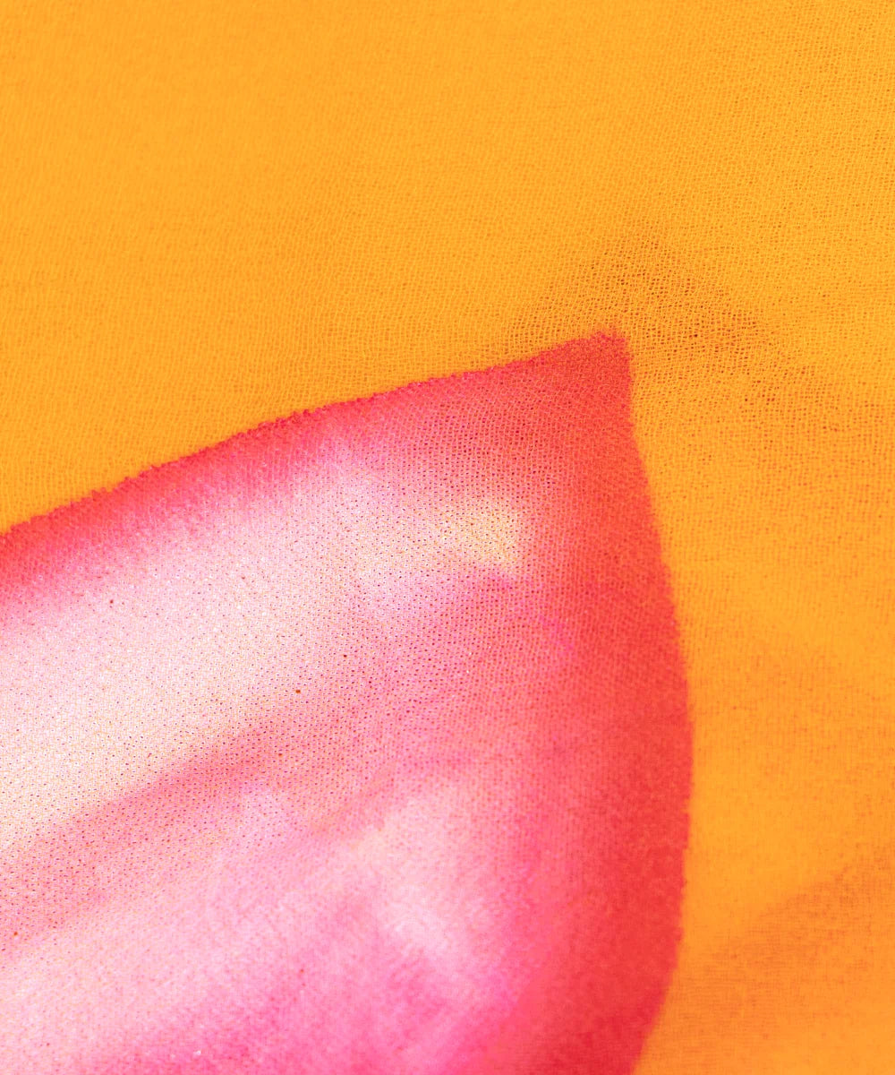 Yellow Floral Hand Paint Georgette Fabric