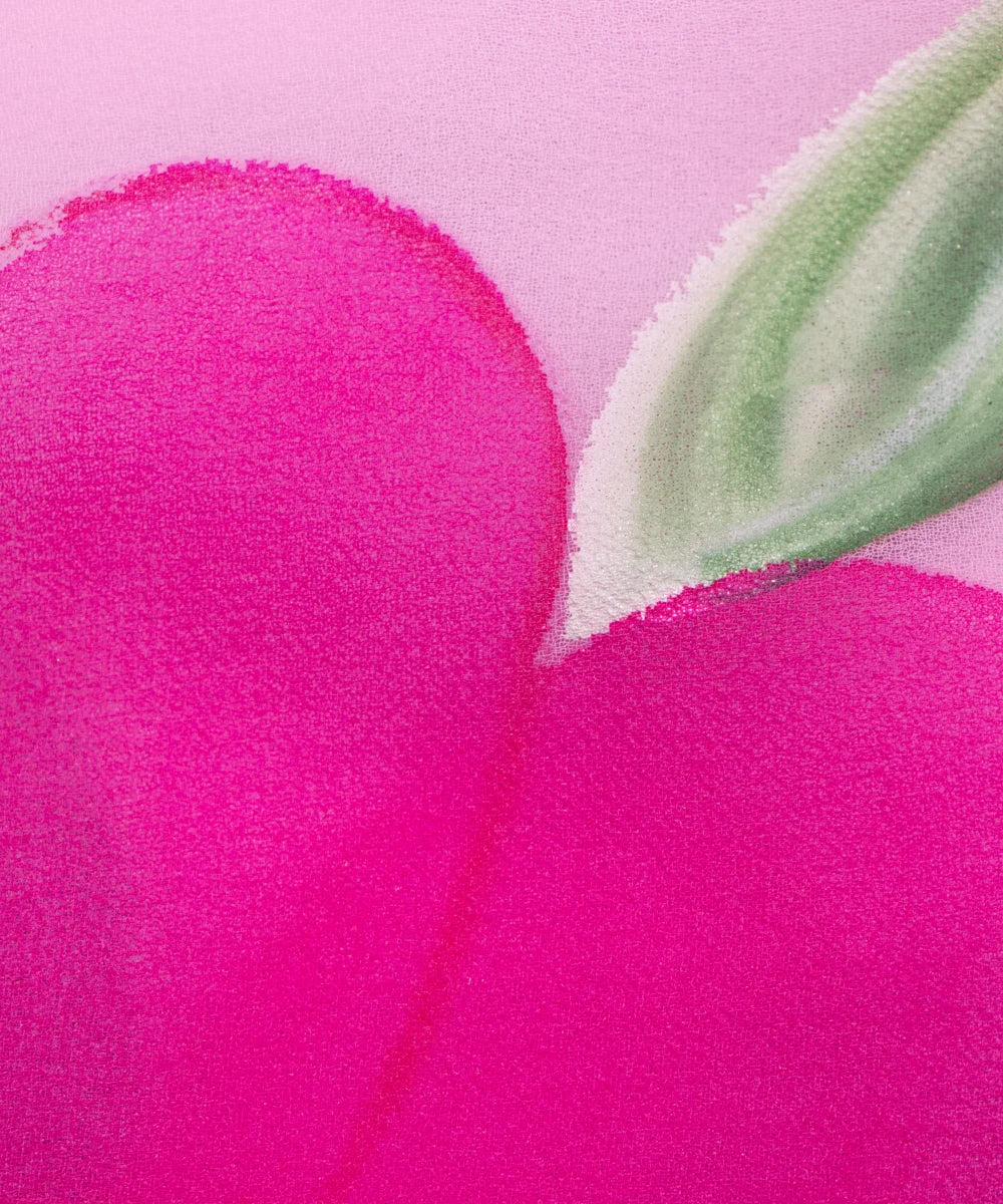 Baby Pink Floral Hand Paint Georgette Fabric