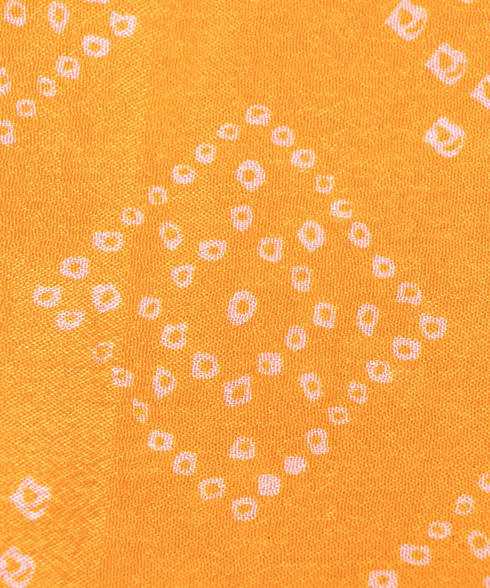 Yellow Bandhani Printed Chinon Silk Fabric