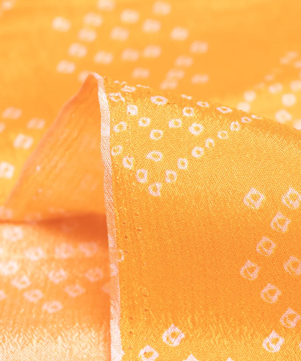 Yellow Bandhani Printed Chinon Silk Fabric
