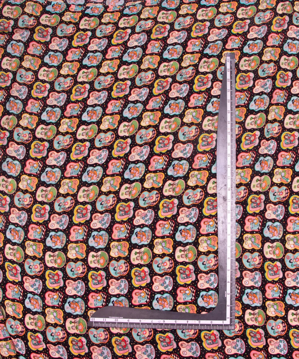 Multi Abstract Printed Chinon Silk Fabric